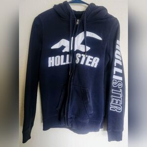 Hollister Navy Zip Up Hoodie